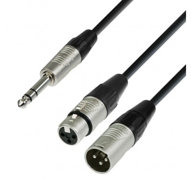 Adam Hall  Audio Cable REAN 6.3 mm Jack stereo to 1 x XLR male and 1 x XLR female 1.8 m