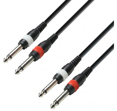 Adam Hall Cables 3 Star Series - Audio Cable 2 x 6.3 mm Jack mono to 2 x 6.3 mm Jack mono 1 m