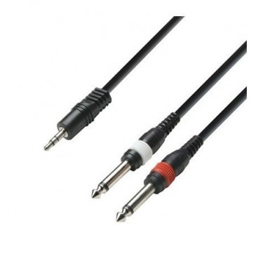Adam Hall Cables 3 Star Series - Audio Cable 3.5 mm Jack stereo to 2 x 6.3 mm Jack mono 1 m