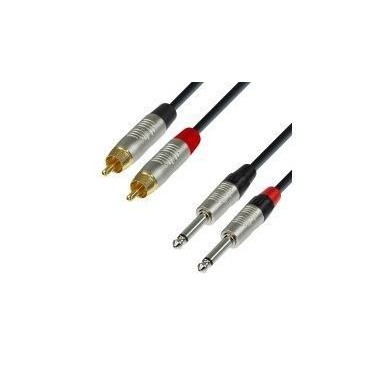 Adam Hall Cables K4 TPC 0300 - Audio Cable REAN 2 x RCA male to 2 x 6.3 mm Jack mono 3 m