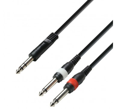 Adam Hall Cables K3YVPP0100 - Cable de Audio de Jack 6,3 mm estéreo a 2 Jacks 6,3 mm mono 1 m