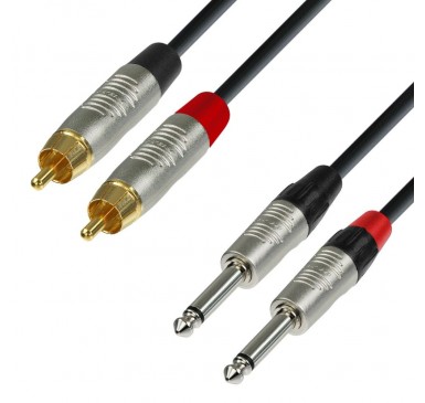Adam Hall Cables K4TPC0150 - Cable de Audio REAN de 2 RCA macho a 2 Jacks 6,3 mm mono 1,5 m
