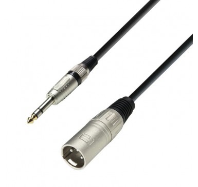 ADAM HALL CABLES 3 STAR SERIES - MICROPHONE CABLE XLR MALE TO 6.3 MM JACK STEREO 10 M