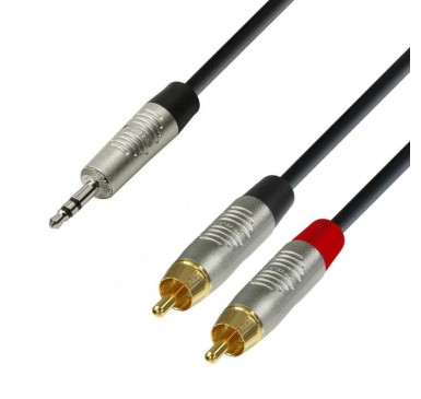 Adam Hall Cables - Audio Cable REAN 3.5 mm Jack stereo to 2 x RCA male 6 m