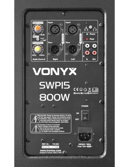 VONYX SWP15 PRO SUBWOOFER ACTIVO 15" / 800W