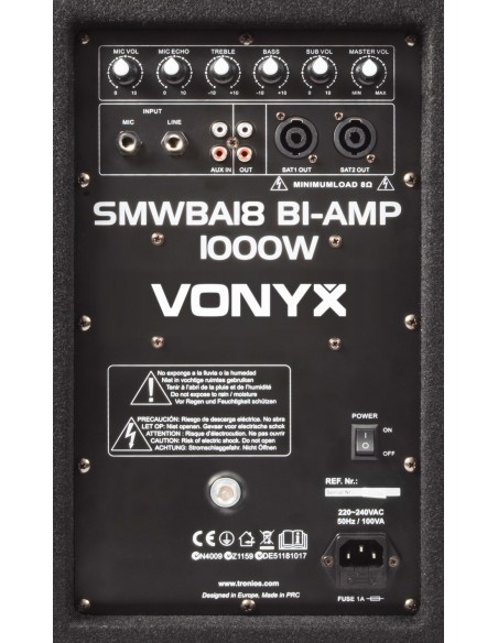 VONYX SMWBA18 MP3 SUBWOOFER BI-AMP 18" / 1000W Y BLUETOOTH