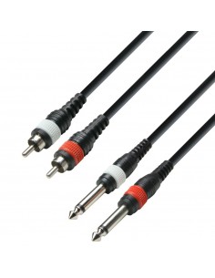 Adam Hall Cables 3 Star Series - Audio Cable 2 x RCA male to 2 x 6.3 mm Jack mono 3 m