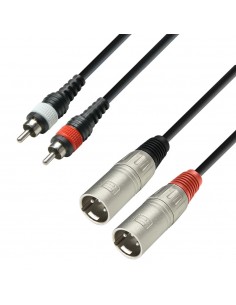 Adam Hall Cables K3 TMC 0300 - Cable de audio revestido de 2 conectores RCA macho a 2 conectores XLR macho, 3 m